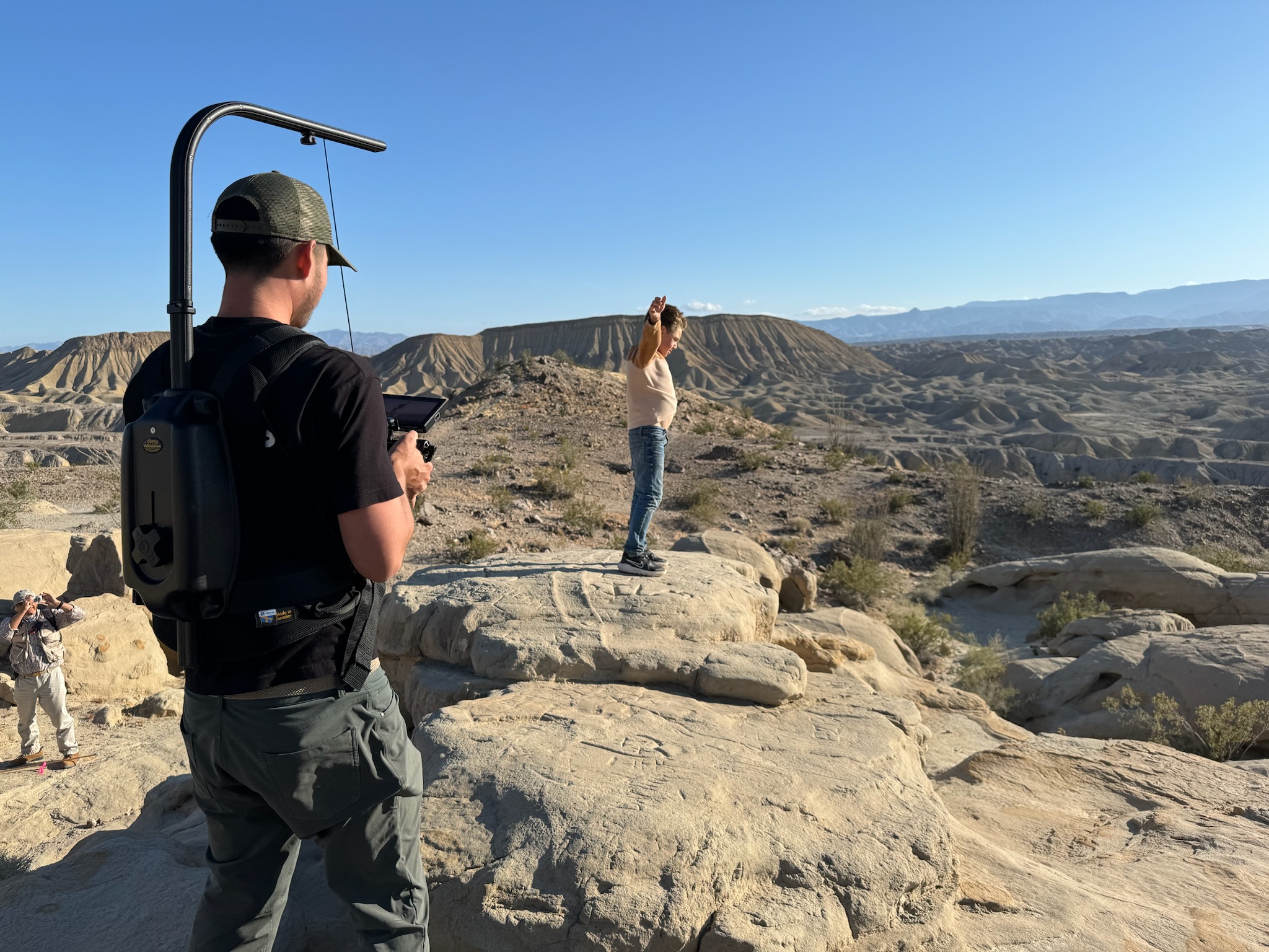 Badlands filming with audio equipment