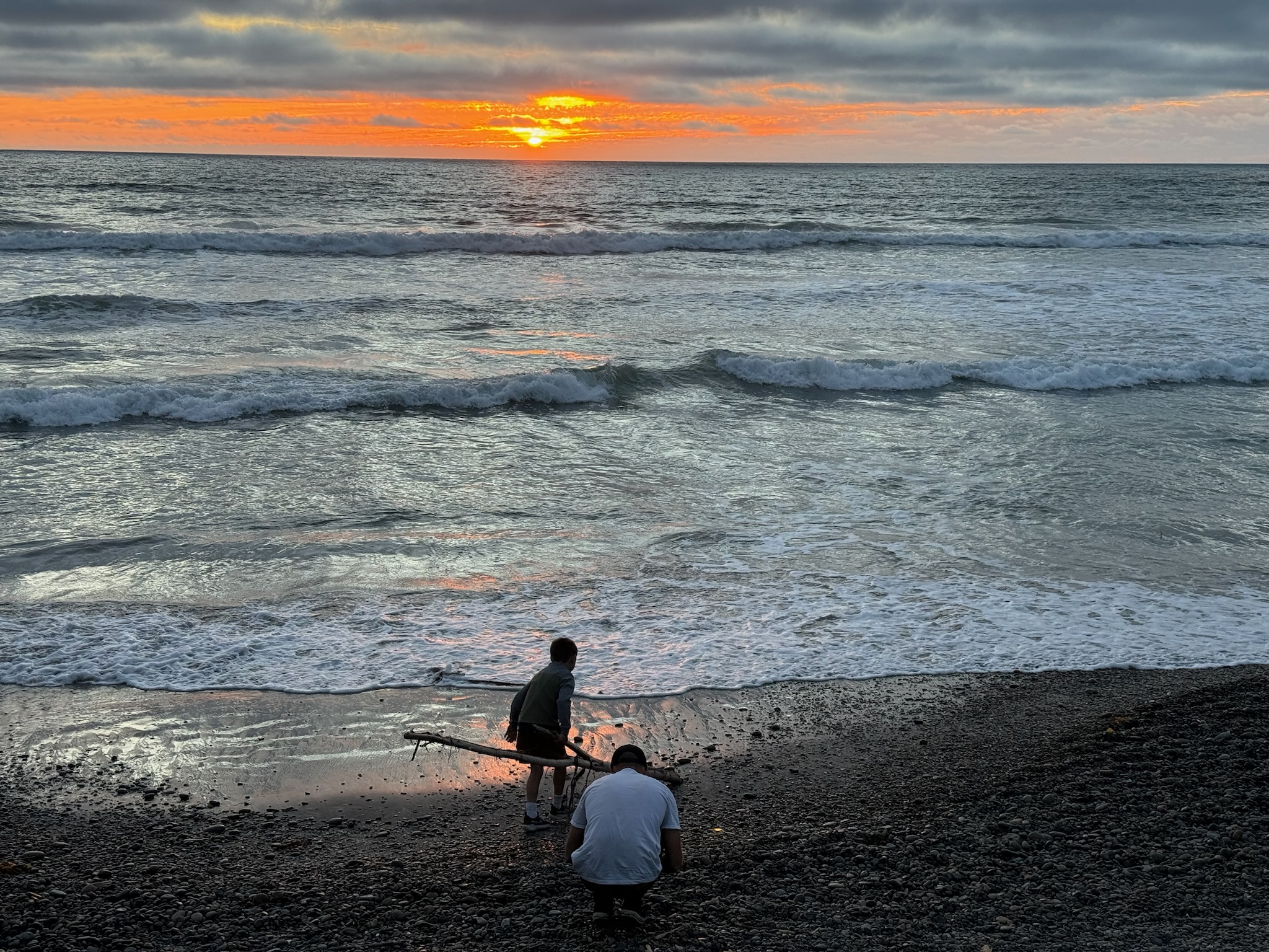 Beach filming at sunset