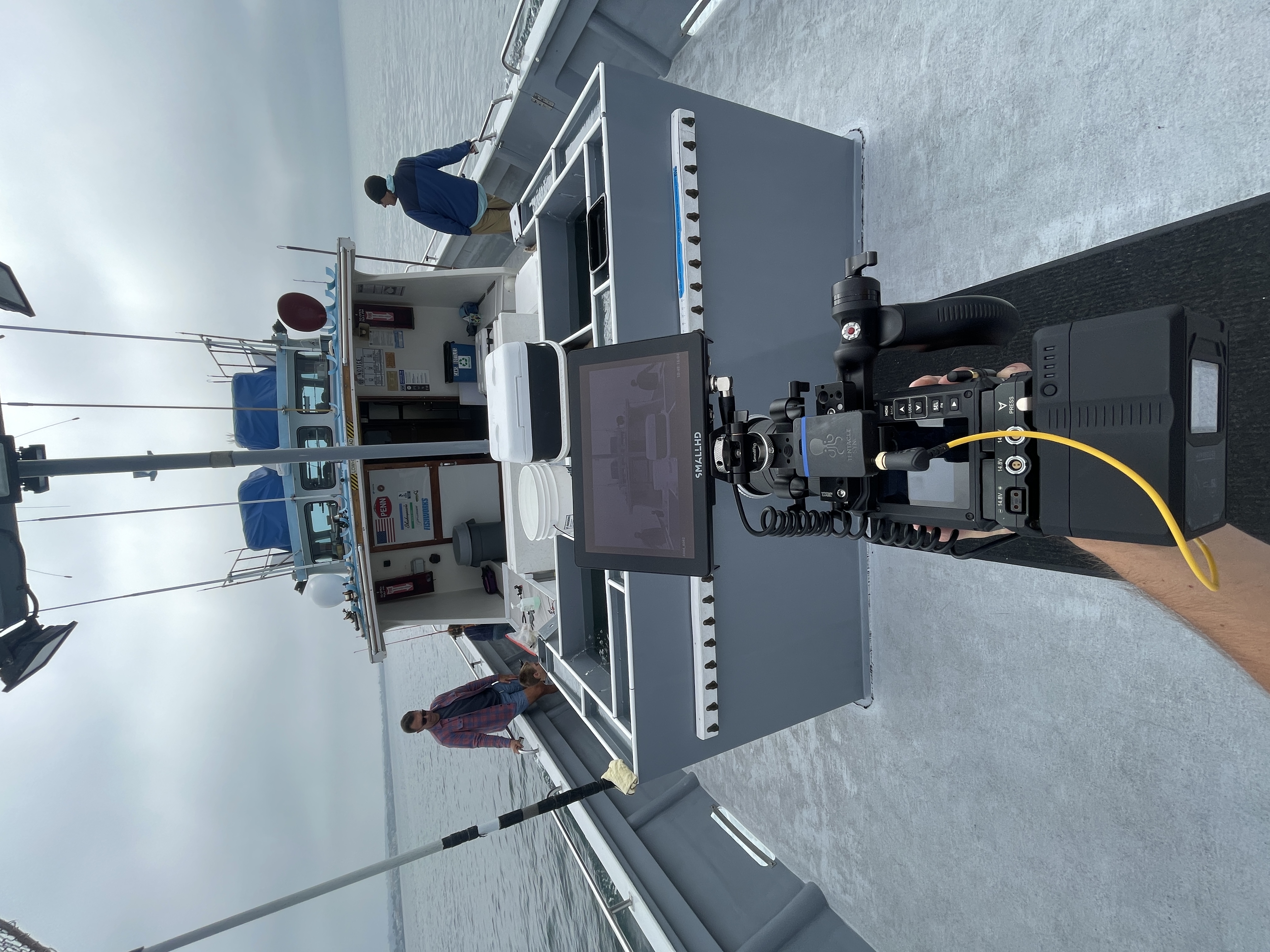 Marine filming equipment on boat