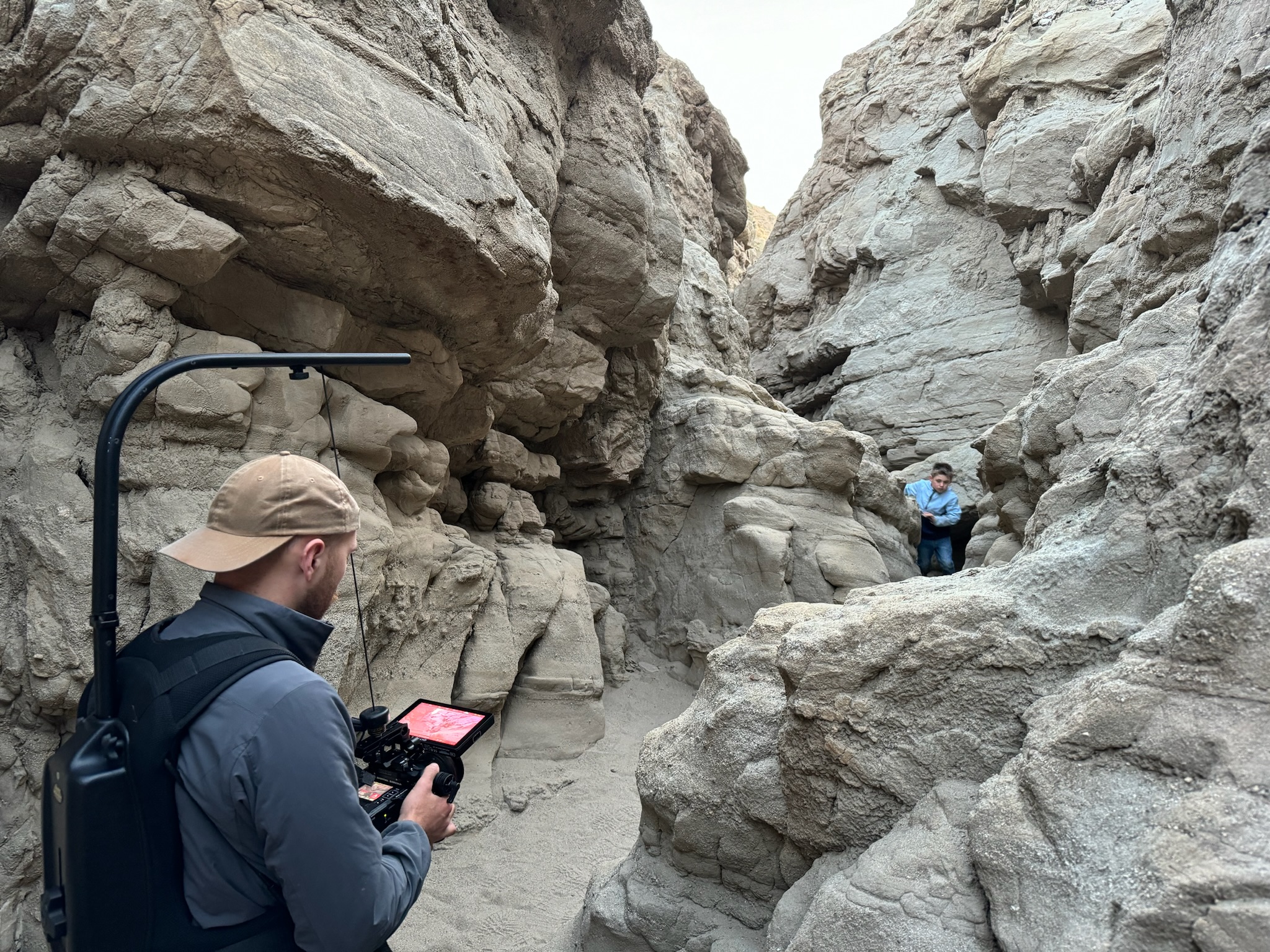 Filming in slot canyon