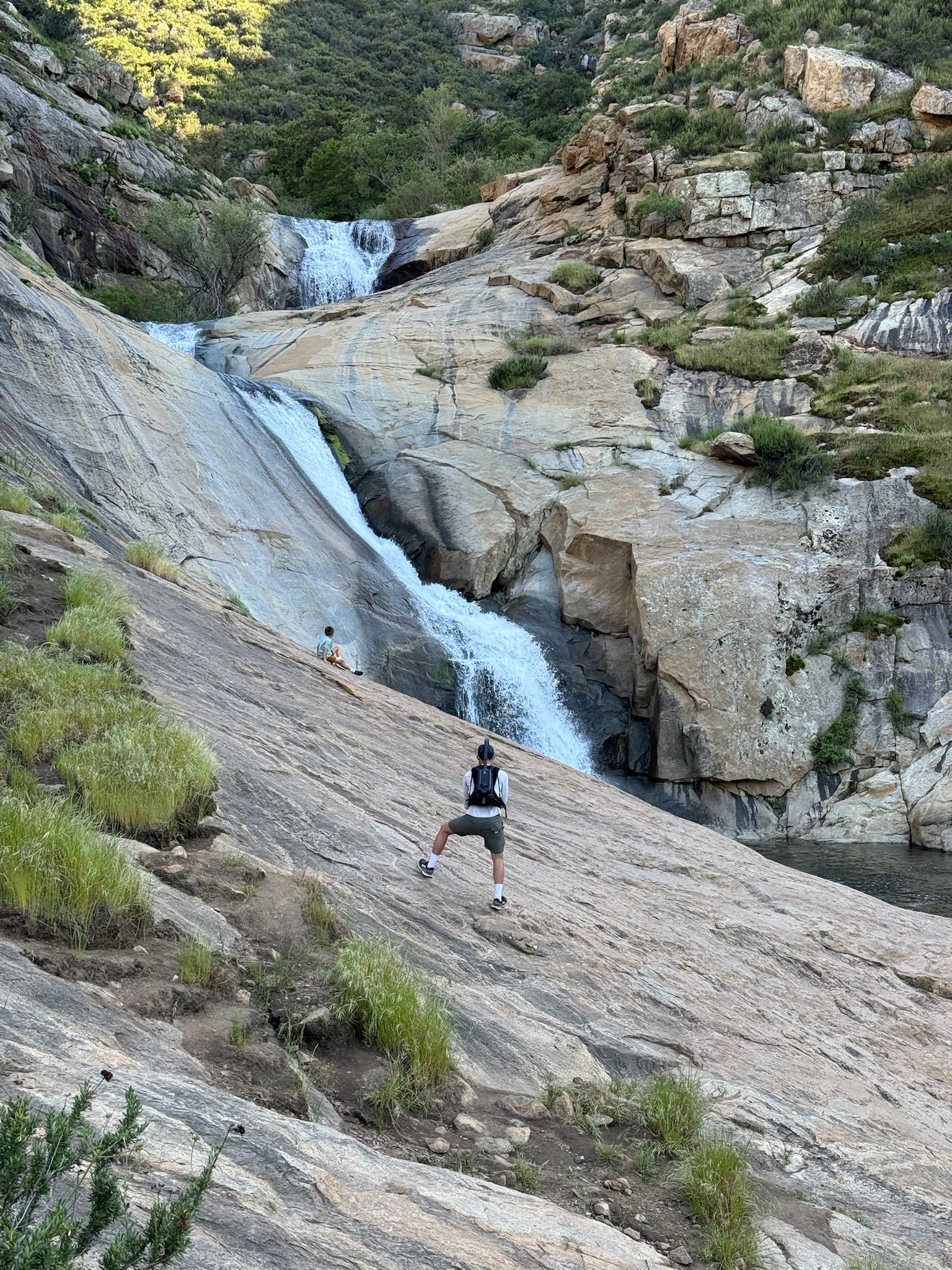 Wide waterfall filming